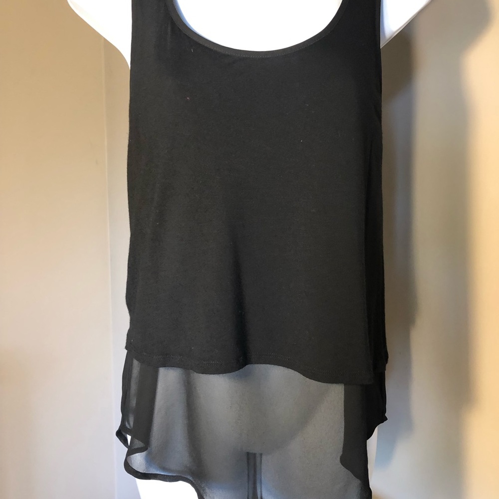 Express Black scoop neck tank with overlay. Size S